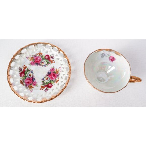 Vintage Lusterware Tea Cup and Saucer Teacup Japan  Bone China - Picture 3 of 6